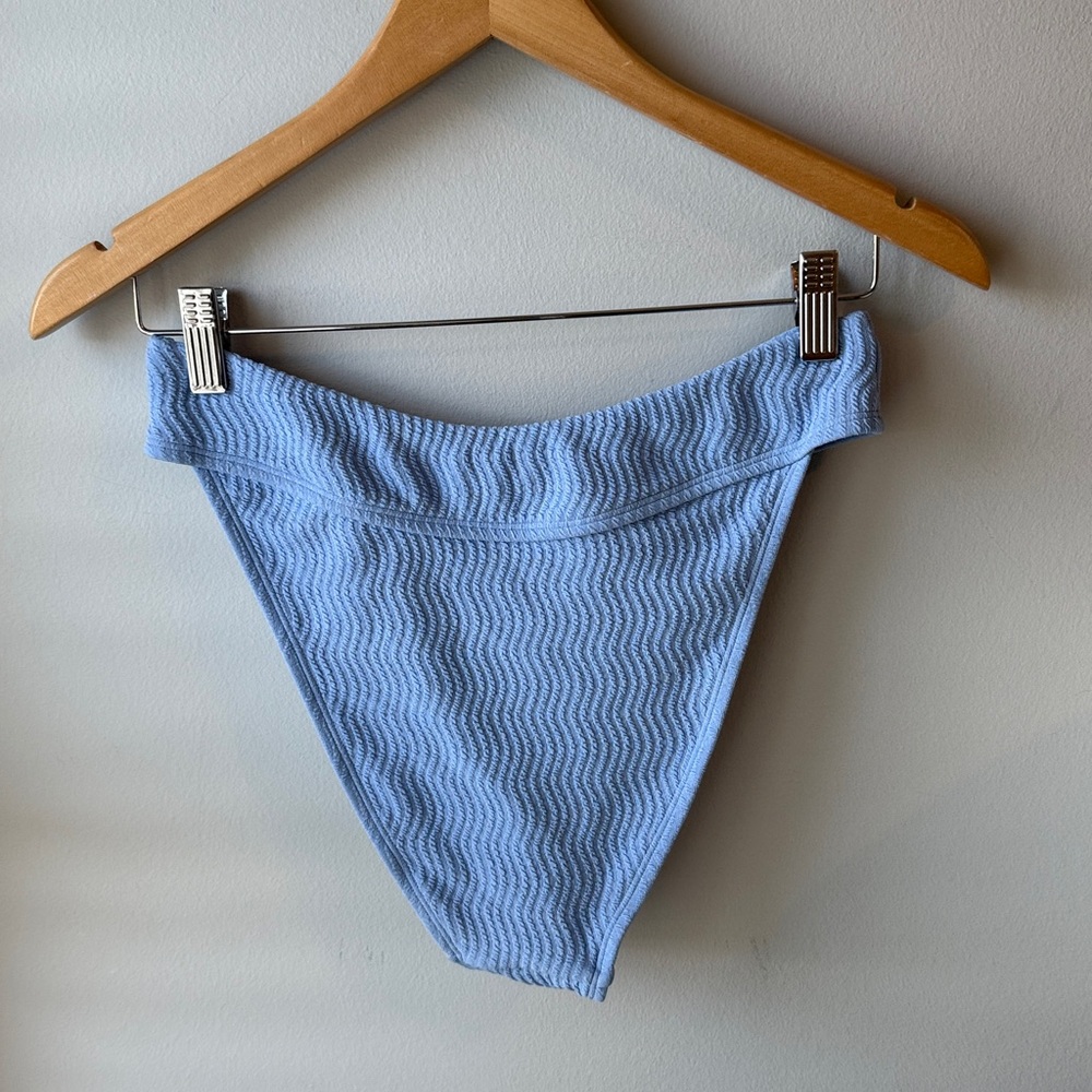 Cupshe Blue High Waist Textured Bikini Bottom NWT - Picture 5 of 5